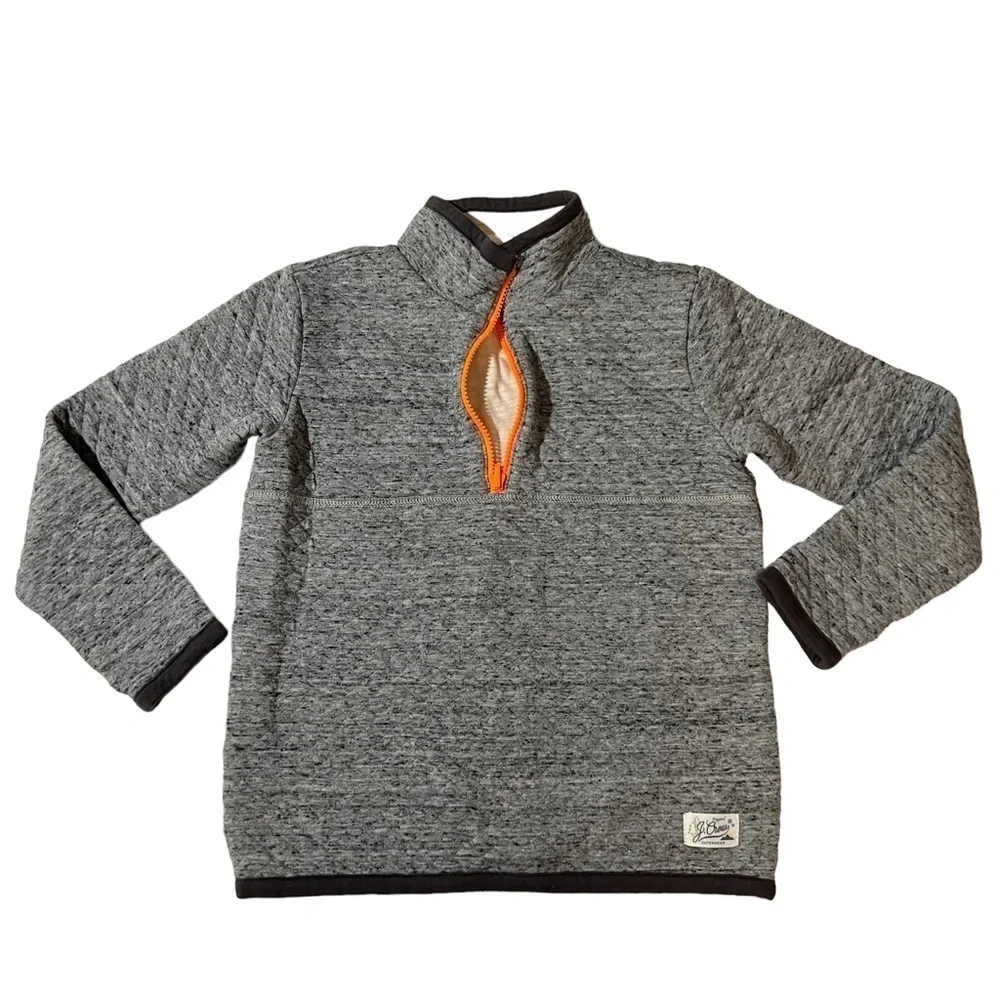 J.Crew Crewcuts| Unisex Gray Long Sleeve Tee with Orange Accent-Size 8